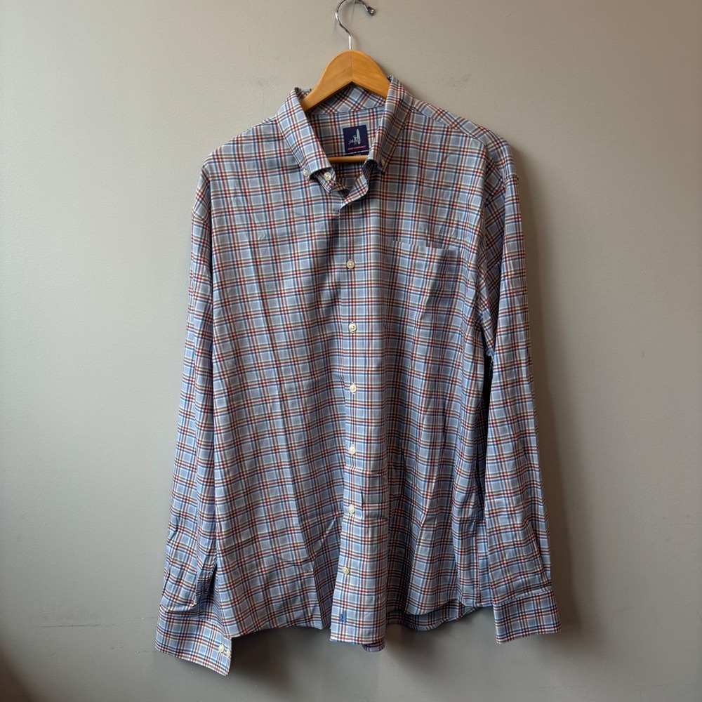 Johnnie-O Mens XL Prep-Formance Plaid Button Down Shirt Stretch L/S